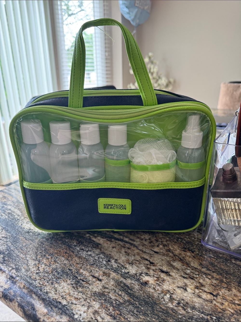 Kenneth Cole Reaction Navy and Lime Green Travel Kit
